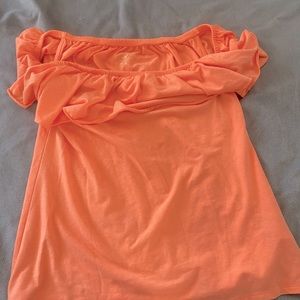 Women’s XS peachy/orange off the shoulder top
